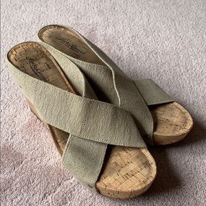 LUCKY BRAND elastic strap cork sole wedge sandals